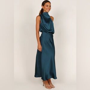 Elegant Teal Satin Dress